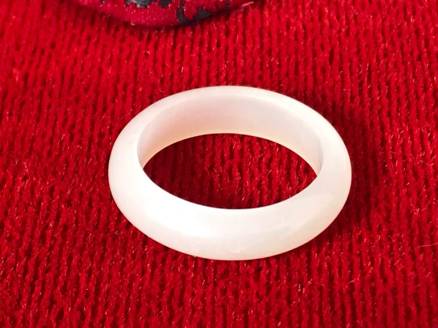 Pair Of White Nephrite Jade Rings Size 7 [Photo 7]