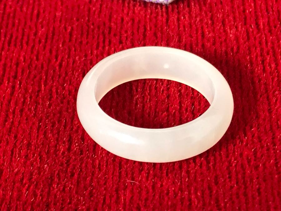 Pair Of White Nephrite Jade Rings Size 7 [Photo 8]