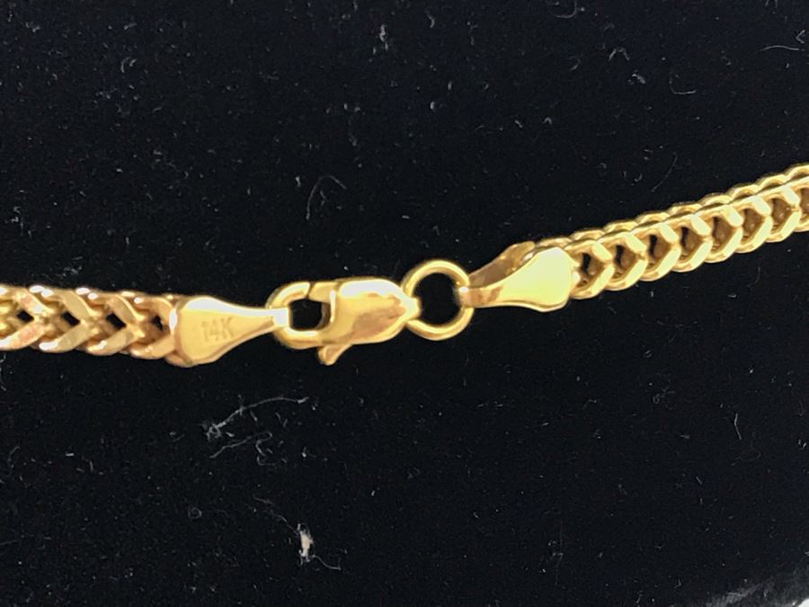 14K Yellow Gold Chain With 14K Yellow Gold Synthetic Ruby And Diamonds Pendant 10.5g [Photo 3]