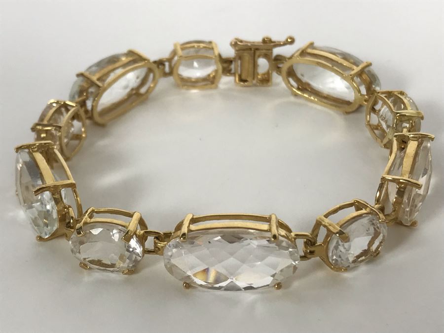 14K Yellow Gold Topaz Bracelet 20.3g Appraised Fair Market Value $250 [Photo 4]