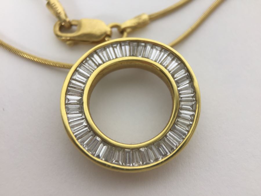 18K Yellow Gold Necklace With 18K Yellow Gold Diamond Pendant With Apx 1.0 Total Carat Weight In Diamonds 6.1g Appraised Fair Market Value $500 [Photo 10]