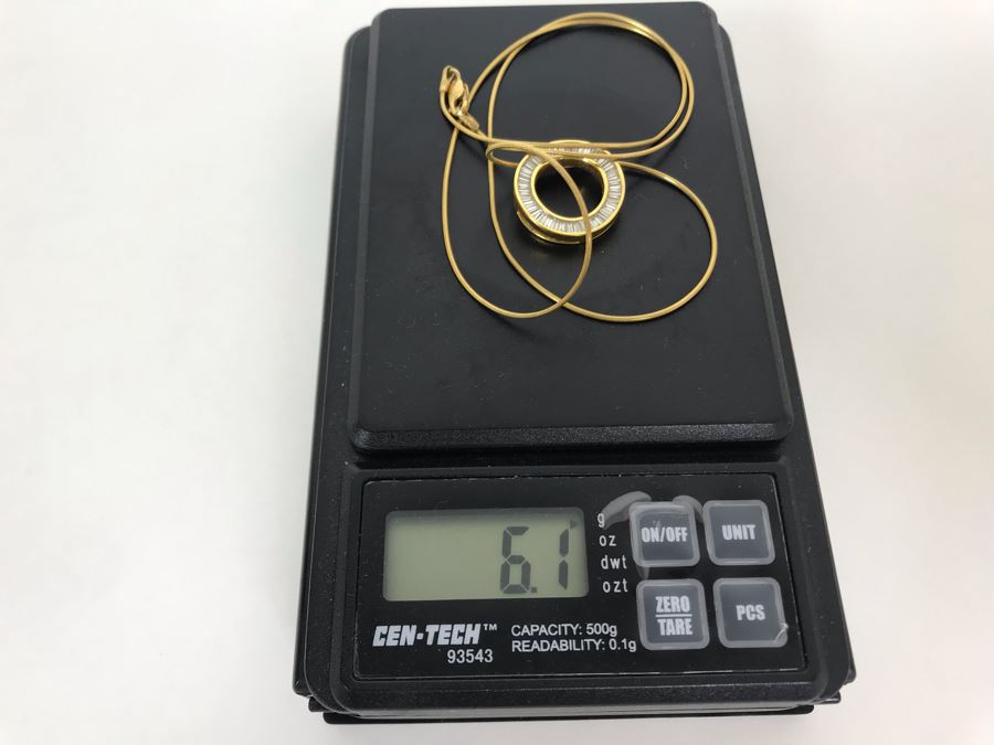 18K Yellow Gold Necklace With 18K Yellow Gold Diamond Pendant With Apx 1.0 Total Carat Weight In Diamonds 6.1g Appraised Fair Market Value $500 [Photo 8]