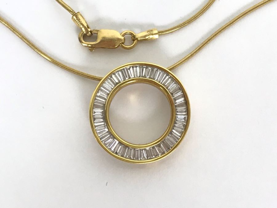 18K Yellow Gold Necklace With 18K Yellow Gold Diamond Pendant With Apx 1.0 Total Carat Weight In Diamonds 6.1g Appraised Fair Market Value $500 [Photo 6]