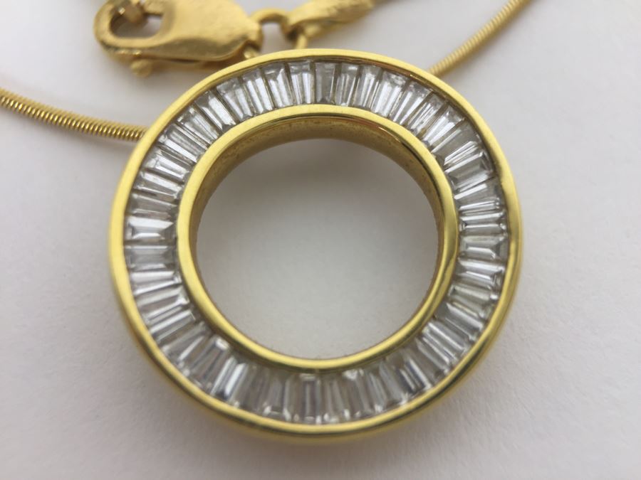 18K Yellow Gold Necklace With 18K Yellow Gold Diamond Pendant With Apx 1.0 Total Carat Weight In Diamonds 6.1g Appraised Fair Market Value $500 [Photo 11]