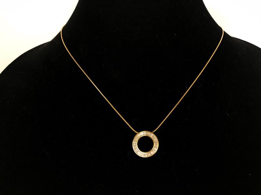 18K Yellow Gold Necklace With 18K Yellow Gold Diamond Pendant With Apx 1.0 Total Carat Weight In Diamonds 6.1g Appraised Fair Market Value $500 [Photo 2]