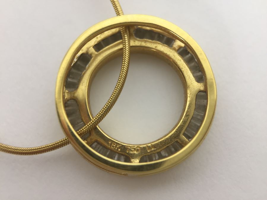 18K Yellow Gold Necklace With 18K Yellow Gold Diamond Pendant With Apx 1.0 Total Carat Weight In Diamonds 6.1g Appraised Fair Market Value $500 [Photo 12]