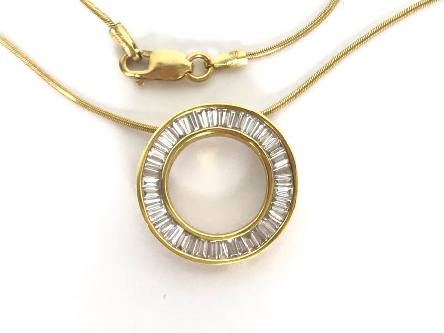 18K Yellow Gold Necklace With 18K Yellow Gold Diamond Pendant With Apx 1.0 Total Carat Weight In Diamonds 6.1g Appraised Fair Market Value $500 [Photo 5]