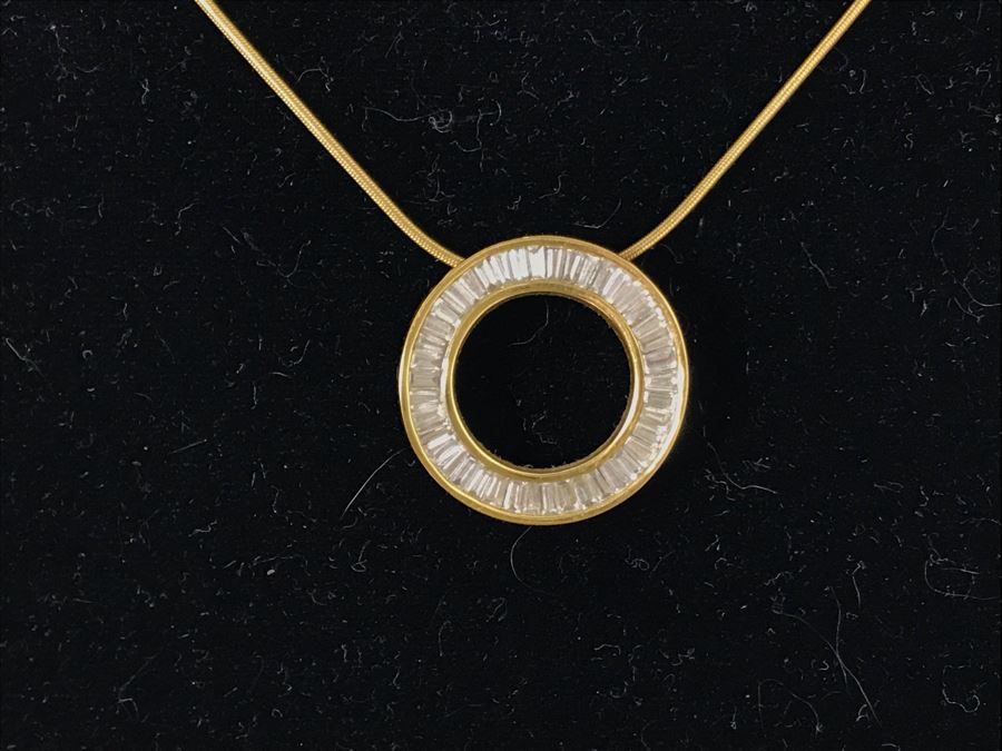 18K Yellow Gold Necklace With 18K Yellow Gold Diamond Pendant With Apx 1.0 Total Carat Weight In Diamonds 6.1g Appraised Fair Market Value $500 [Photo 3]