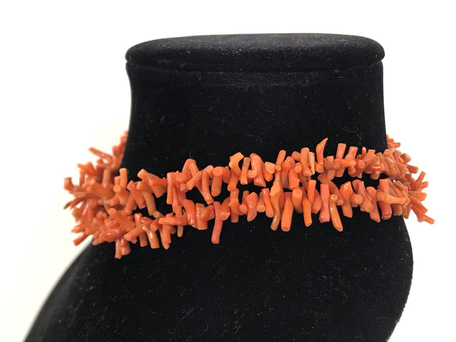 Vintage Coral Double Strand Choker Necklace [Photo 4]