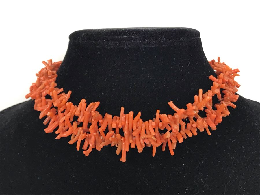 Vintage Coral Double Strand Choker Necklace [Photo 3]
