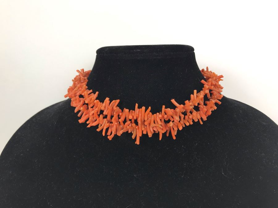 Vintage Coral Double Strand Choker Necklace [Photo 2]