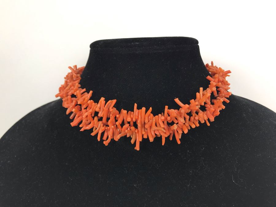 Vintage Coral Double Strand Choker Necklace [Photo 1]