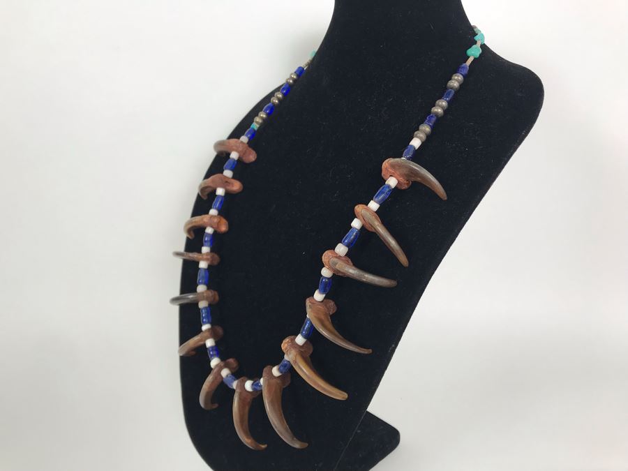 Sterling Silver, Turquoise, Shell, (14) Bear Claws Necklace [Photo 4]