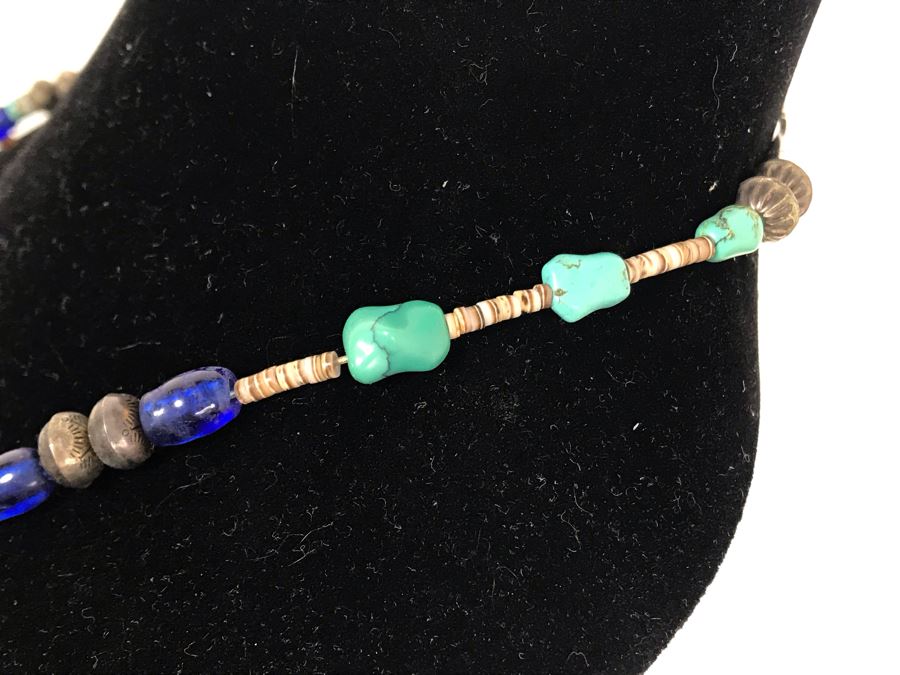 Sterling Silver, Turquoise, Shell, (14) Bear Claws Necklace [Photo 8]