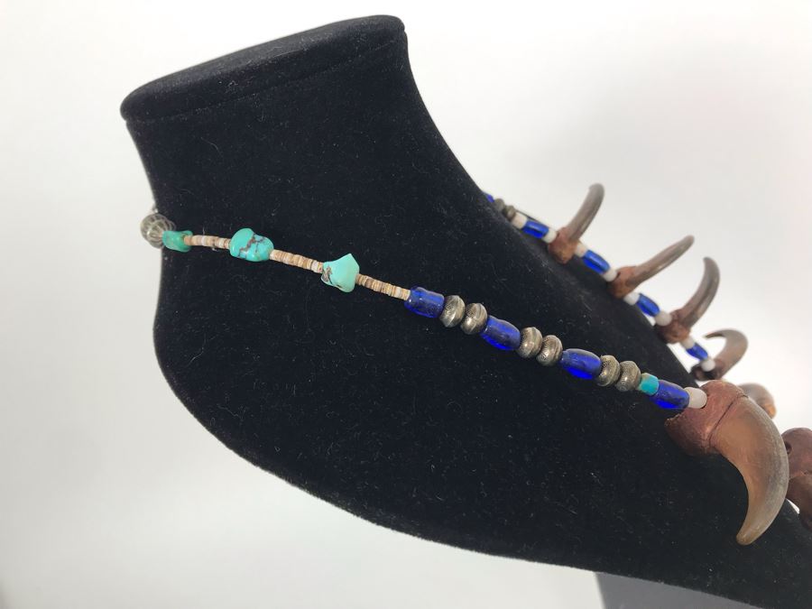 Sterling Silver, Turquoise, Shell, (14) Bear Claws Necklace [Photo 12]