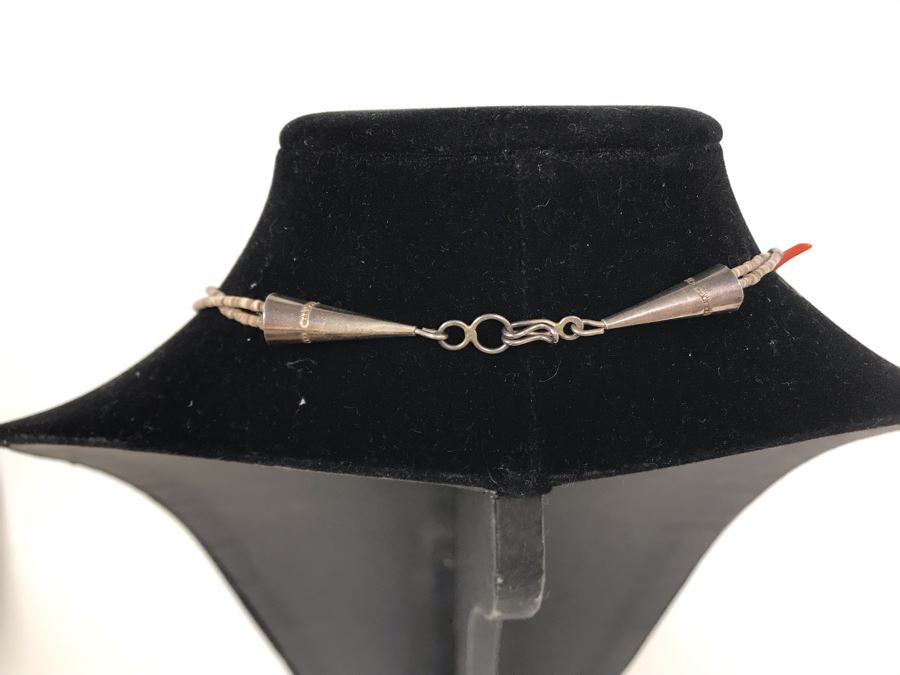 Double Strand Carved Stone Bears, Coral, Turquoise And Shell Necklace [Photo 7]