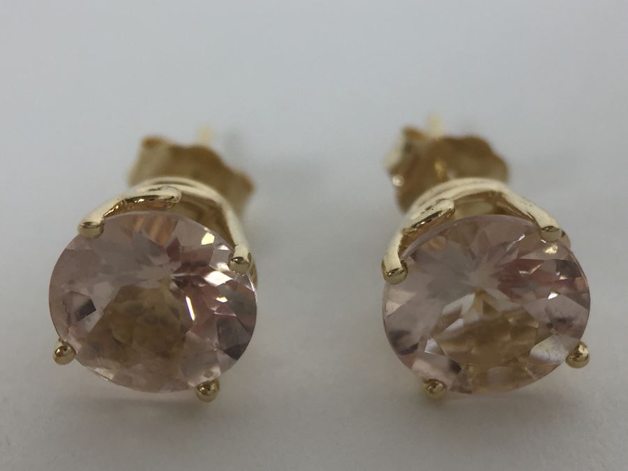 14K Yellow Gold Morganite Earrings 1.4g Appraised Fair Market Value $300 [Photo 11]