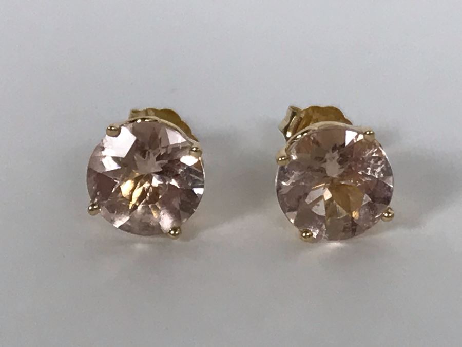 14K Yellow Gold Morganite Earrings 1.4g Appraised Fair Market Value $300 [Photo 5]