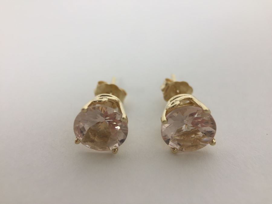 14K Yellow Gold Morganite Earrings 1.4g Appraised Fair Market Value $300 [Photo 10]