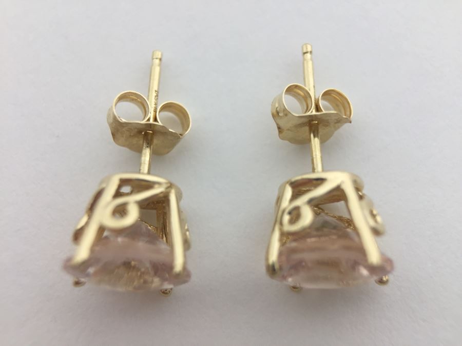 14K Yellow Gold Morganite Earrings 1.4g Appraised Fair Market Value $300 [Photo 13]