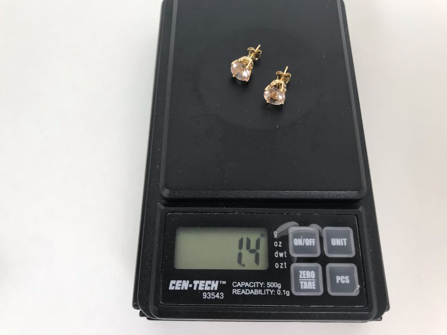 14K Yellow Gold Morganite Earrings 1.4g Appraised Fair Market Value $300 [Photo 9]