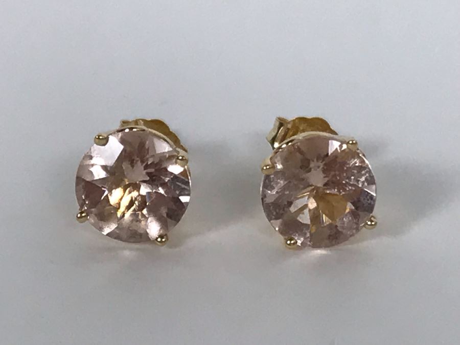 14K Yellow Gold Morganite Earrings 1.4g Appraised Fair Market Value $300 [Photo 7]