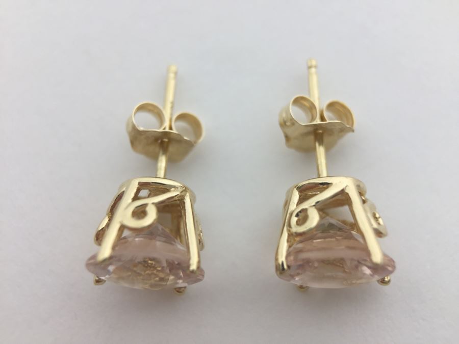 14K Yellow Gold Morganite Earrings 1.4g Appraised Fair Market Value $300 [Photo 14]