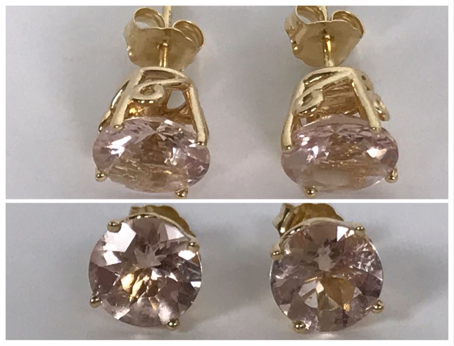 14K Yellow Gold Morganite Earrings 1.4g Appraised Fair Market Value $300 [Photo 1]