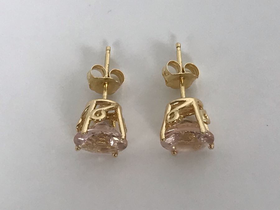 14K Yellow Gold Morganite Earrings 1.4g Appraised Fair Market Value $300 [Photo 6]