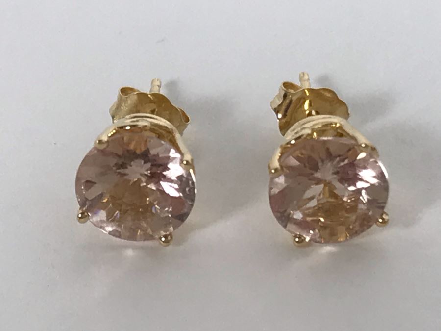 14K Yellow Gold Morganite Earrings 1.4g Appraised Fair Market Value $300 [Photo 2]