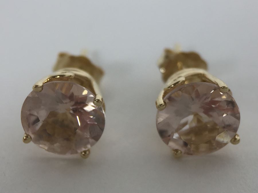14K Yellow Gold Morganite Earrings 1.4g Appraised Fair Market Value $300 [Photo 12]