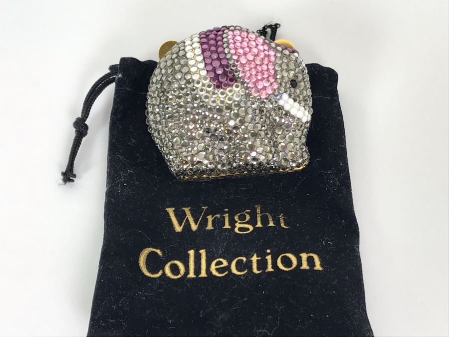 Swarovski Crystal Pillbox With Gold Leather Interior By The Wright Collection [Photo 7]