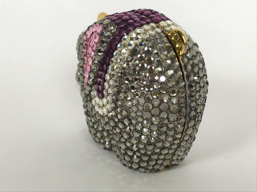 Swarovski Crystal Pillbox With Gold Leather Interior By The Wright Collection [Photo 4]