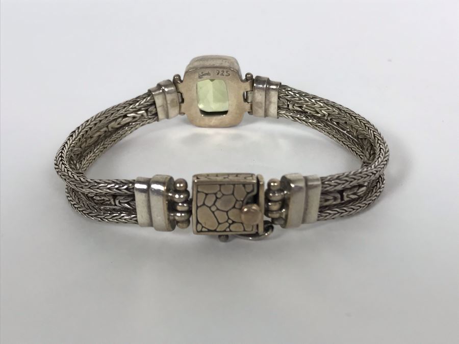 Sterling Silver Bracelet 26.2g 13mm X 11mm Green Quartz Amethyst Appraised Fair Market Value $100 [Photo 9]