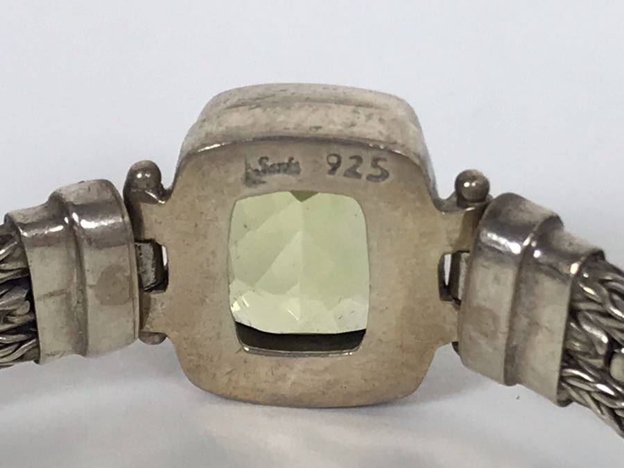 Sterling Silver Bracelet 26.2g 13mm X 11mm Green Quartz Amethyst Appraised Fair Market Value $100 [Photo 8]