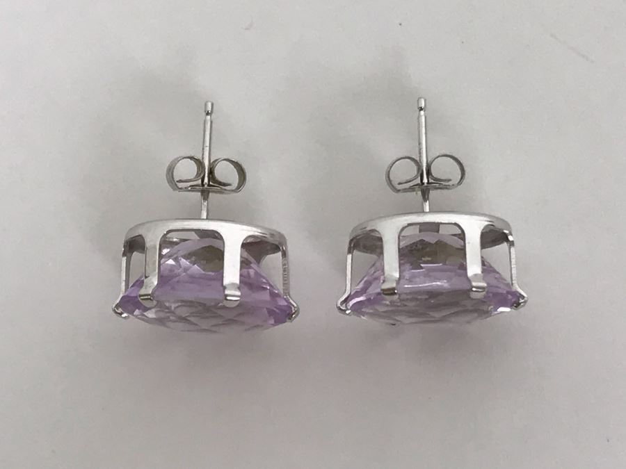 14K White Gold Amethyst Earrings Appraised Fair Market Value $250 [Photo 7]