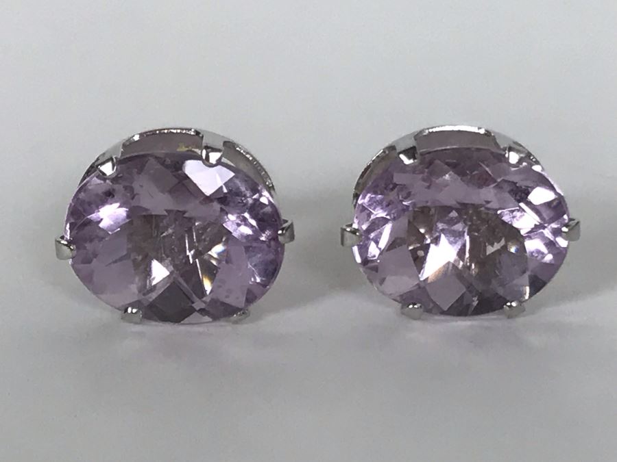 14K White Gold Amethyst Earrings Appraised Fair Market Value $250 [Photo 3]