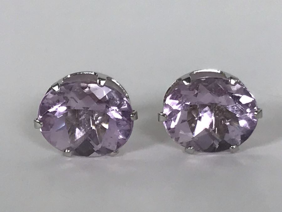 14K White Gold Amethyst Earrings Appraised Fair Market Value $250 [Photo 5]
