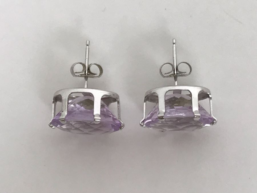 14K White Gold Amethyst Earrings Appraised Fair Market Value $250 [Photo 8]