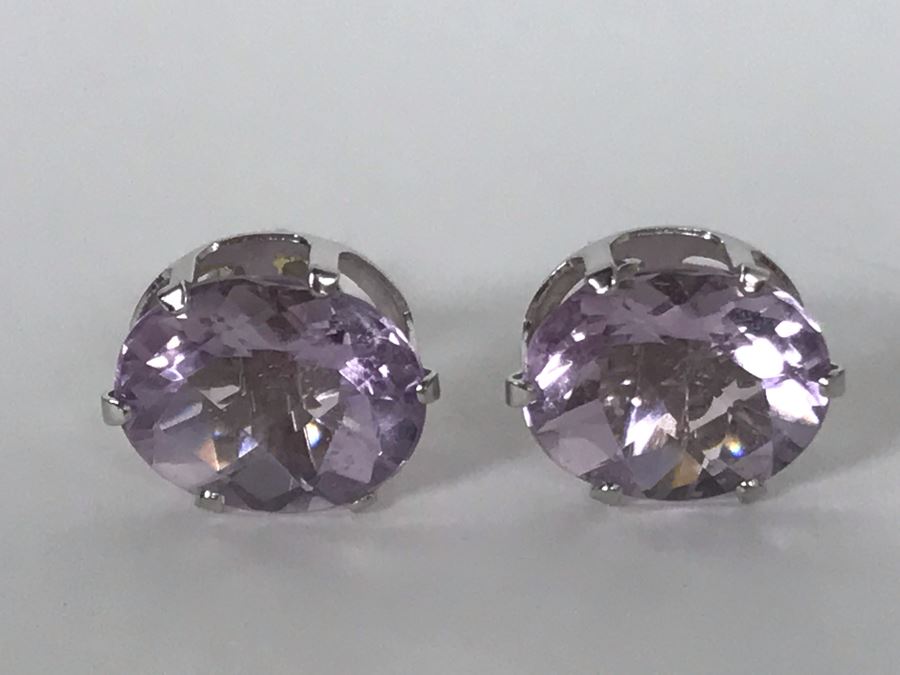 14K White Gold Amethyst Earrings Appraised Fair Market Value $250 [Photo 6]