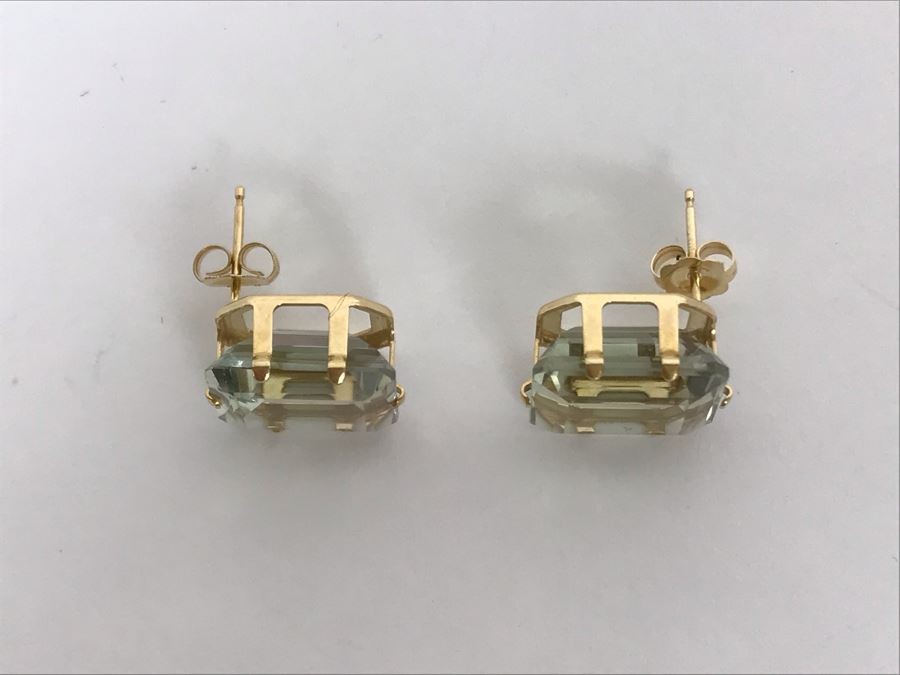 14K Yellow Gold Aquamarine Earrings 3.1g Appraised Fair Market Value $350 [Photo 7]