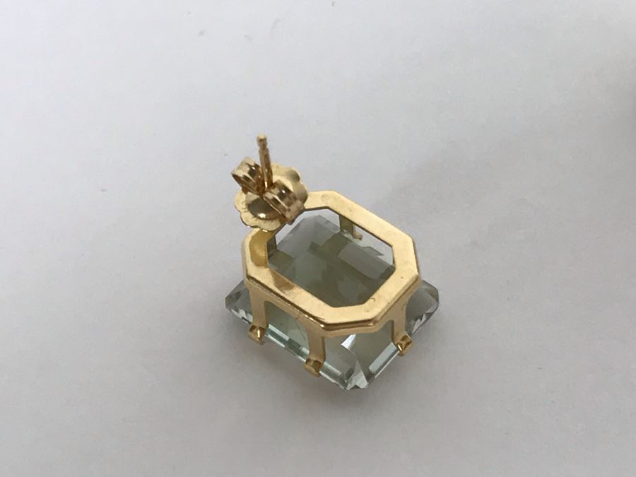 14K Yellow Gold Aquamarine Earrings 3.1g Appraised Fair Market Value $350 [Photo 9]