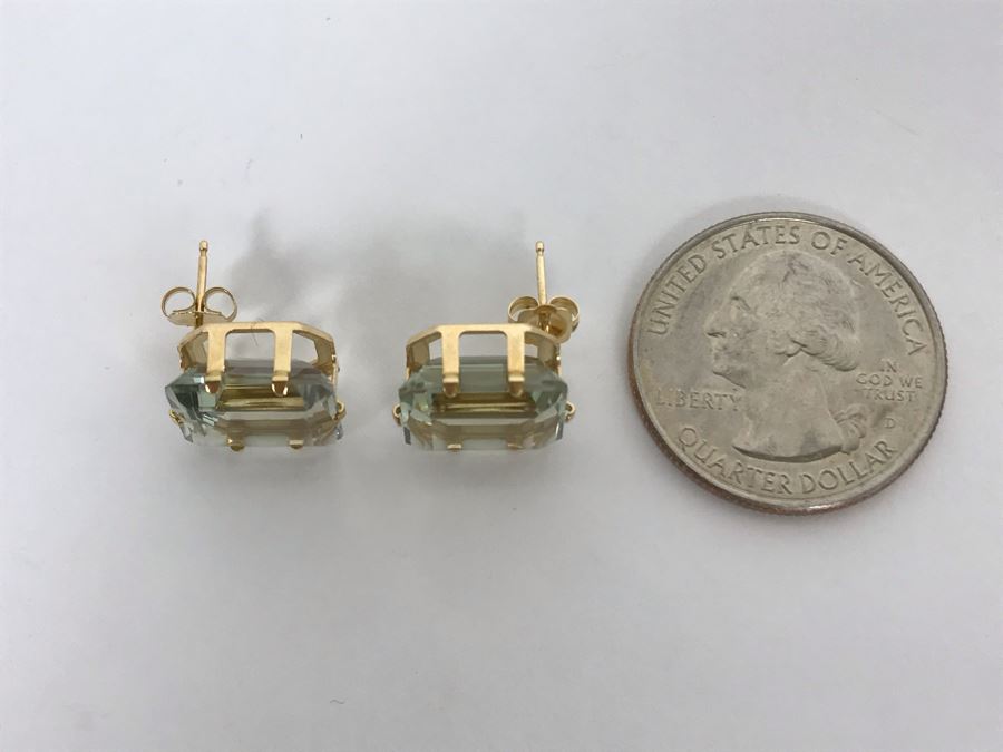 14K Yellow Gold Aquamarine Earrings 3.1g Appraised Fair Market Value $350 [Photo 10]