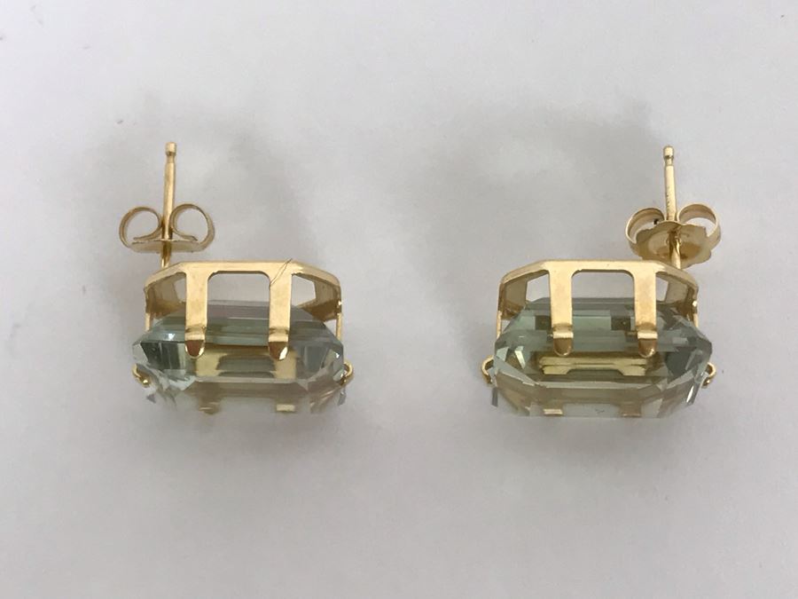 14K Yellow Gold Aquamarine Earrings 3.1g Appraised Fair Market Value $350 [Photo 8]