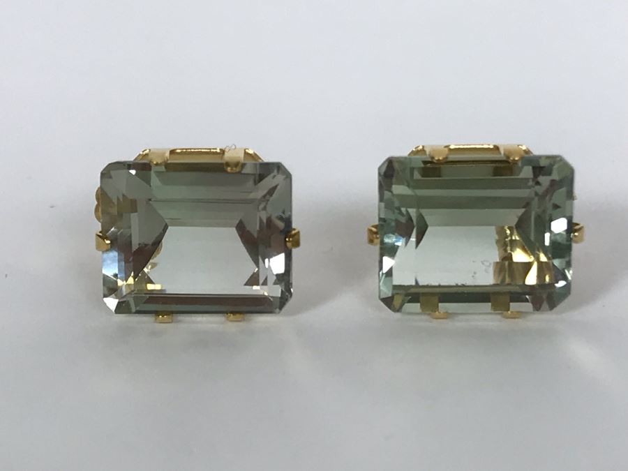 14K Yellow Gold Aquamarine Earrings 3.1g Appraised Fair Market Value $350 [Photo 2]