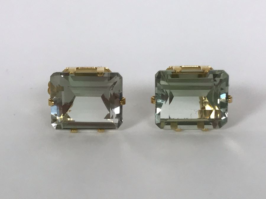 14K Yellow Gold Aquamarine Earrings 3.1g Appraised Fair Market Value $350 [Photo 4]