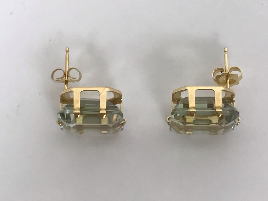 14K Yellow Gold Aquamarine Earrings 3.1g Appraised Fair Market Value $350 [Photo 6]
