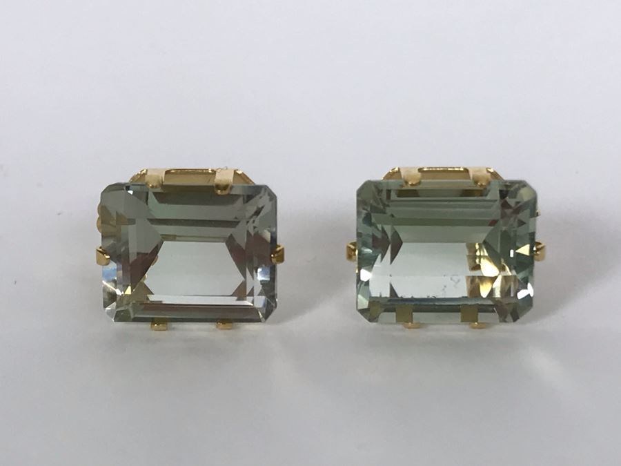 14K Yellow Gold Aquamarine Earrings 3.1g Appraised Fair Market Value $350 [Photo 5]