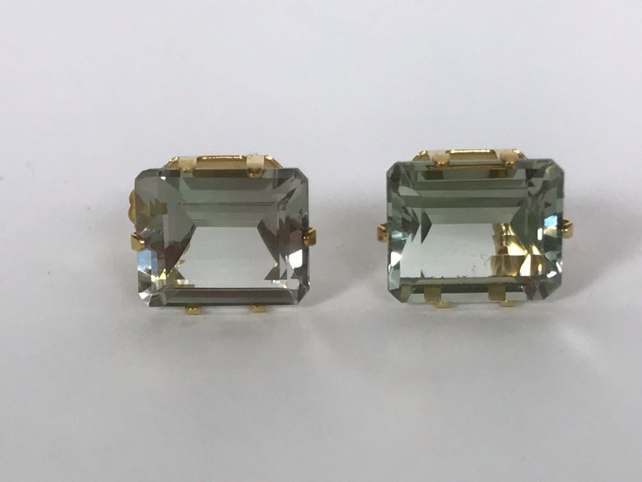 14K Yellow Gold Aquamarine Earrings 3.1g Appraised Fair Market Value $350 [Photo 3]