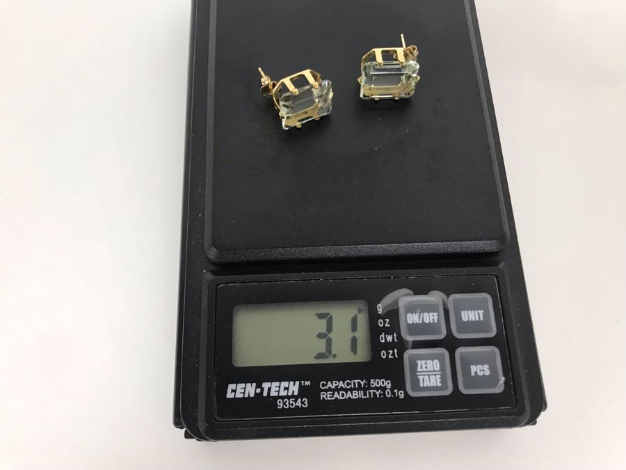 14K Yellow Gold Aquamarine Earrings 3.1g Appraised Fair Market Value $350 [Photo 12]